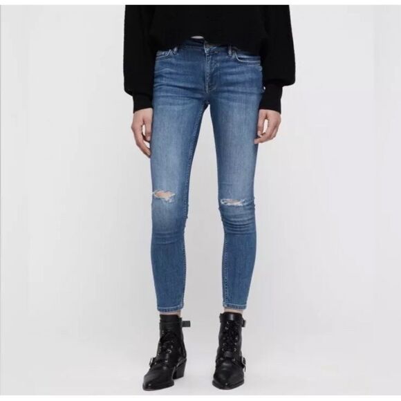 AllSaints Mast Skinny Jeans Distressed 24 - Picture 3 of 9